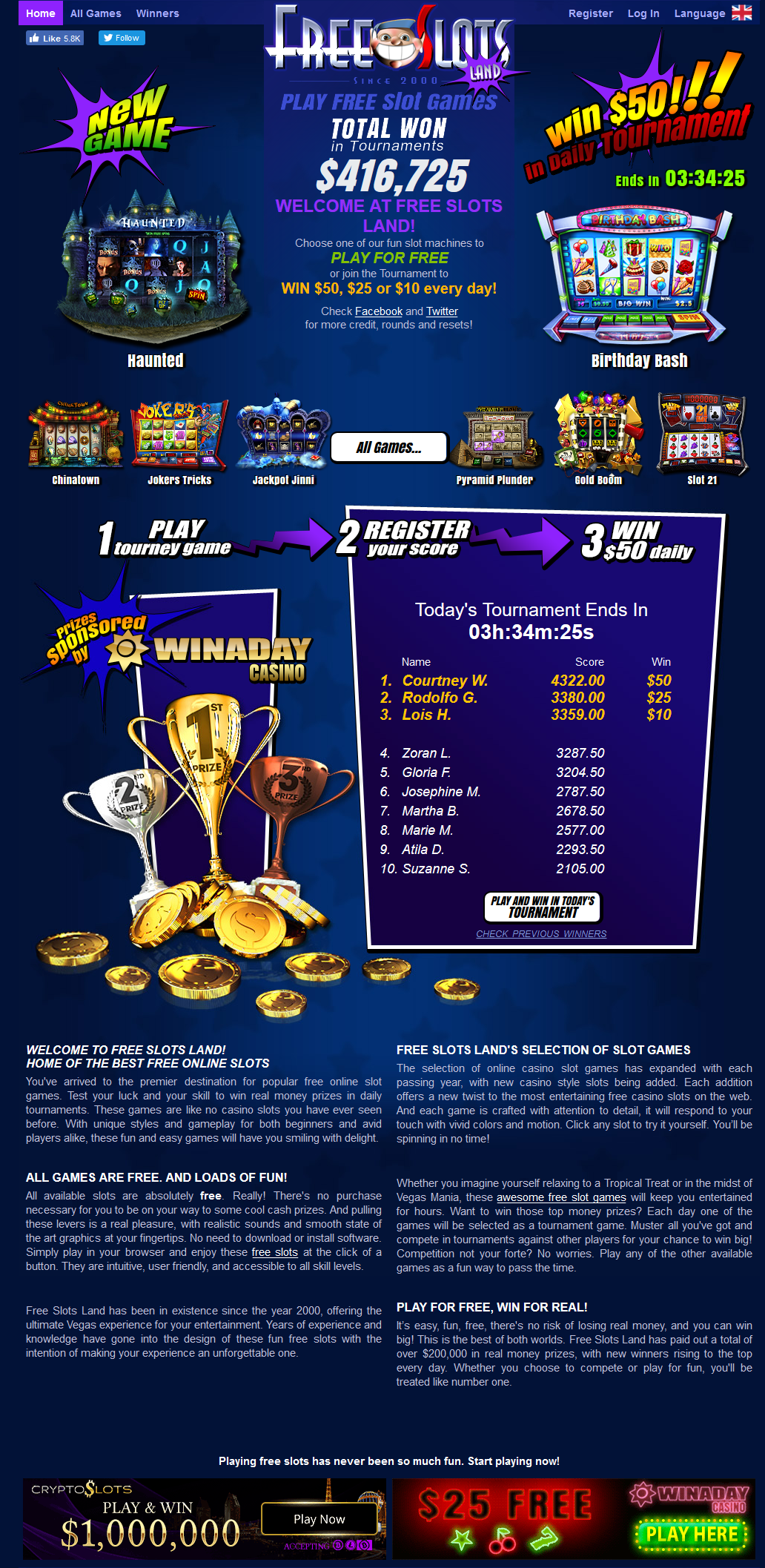 Free Slots Land - Play Free Online Slots and Win Real Money Play Free Slots Online! YOU can Win Real Money Prizes of $50
