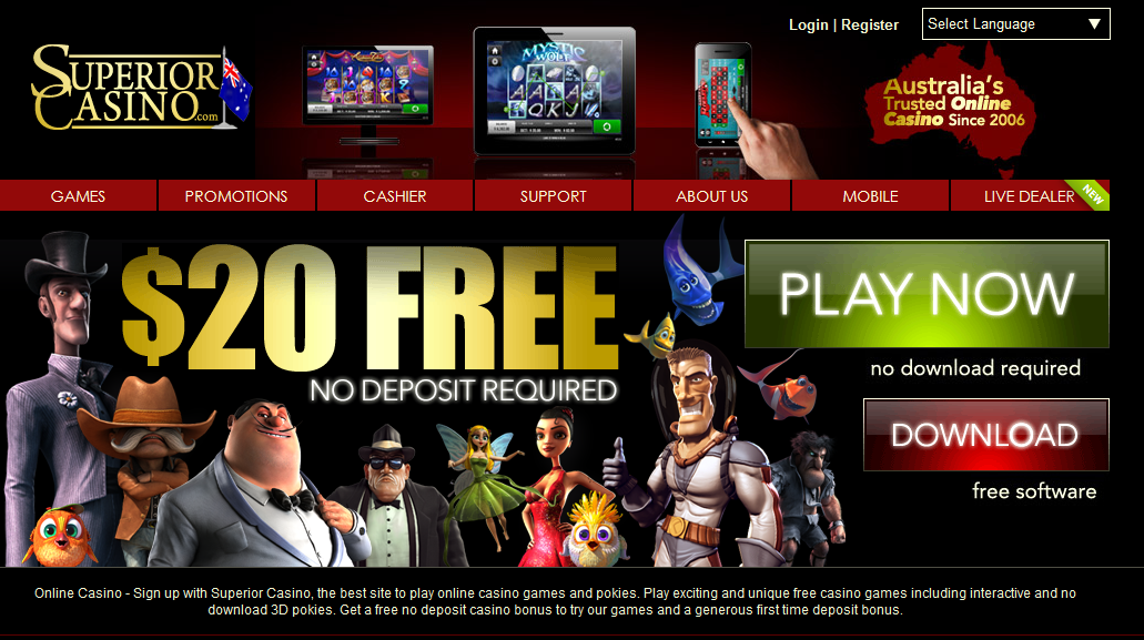Get $20 Free to play at Superior Casino